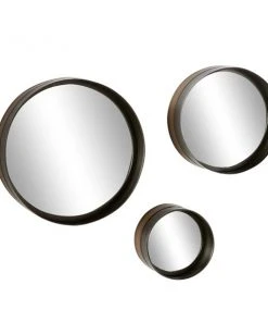 Grayson Lane 16-in, 12-in and 8-in Round Black Framed Wall Mirror - Set of 3