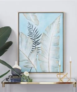 Grayson Lane 40-in x 30-in Gold Wood Framed Coastal Style Wall Art with Blue Canvas -GRAYSON LANE shop 330940825 AlternateImage1 l