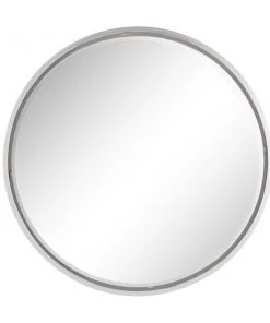 Grayson Lane 30-in x 30-in Round Silver Contemporary Framed Wall Mirror