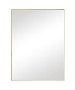 Grayson Lane 24-in x 18-in Rectangle Gold Contemporary Framed Wall Mirror
