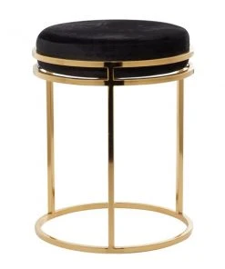 Grayson Lane Modern Black Cotton and Metal Round Ottoman -GRAYSON LANE shop 330940858 AlternateImage5 l