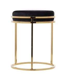 Grayson Lane Modern Black Cotton and Metal Round Ottoman