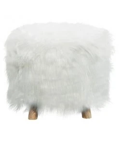 Grayson Lane Modern White Fabric Round Ottoman -GRAYSON LANE shop 330940859 AlternateImage5 l