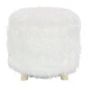Grayson Lane Modern White Fabric Round Ottoman