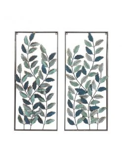Grayson Lane 14-in x 32-in Black Metal Traditional Floral Wall Decor - Set of 2