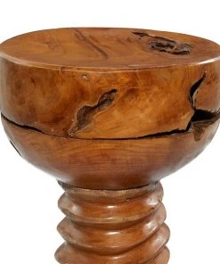 Grayson Lane Rustic Brown Teak Wood Round Ottoman -GRAYSON LANE shop 330940864 AlternateImage3 l