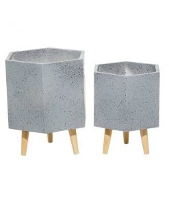 Grayson Lane 13.25-in x 17.15-in Grey Ceramic Planters - Set of 2 -GRAYSON LANE shop 330940867 AlternateImage5 l
