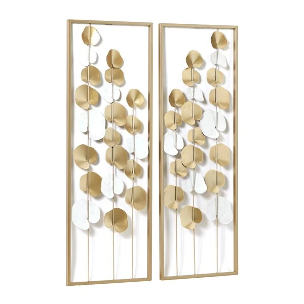 Grayson Lane 12-in x 33.5-in Gold Metal Modern Floral Wall Decor - Set of 2 5 Grayson Lane 12-in x 33.5-in Gold Metal Modern Floral Wall Decor - Set of 2 - Image 5
