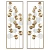 Grayson Lane 12-in x 33.5-in Gold Metal Modern Floral Wall Decor - Set of 2
