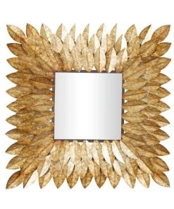 Grayson Lane 30-in x 30-in Square Brown Rustic Framed Wall Mirror