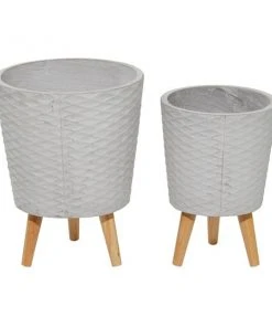 Grayson Lane 9.95-in x 14.30-in Grey Wood Planters - Set of 2 -GRAYSON LANE shop 330940893 AlternateImage5 l
