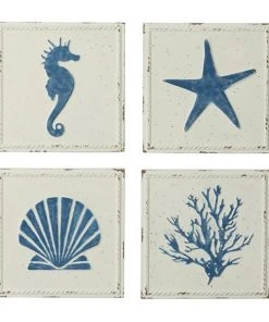 Grayson Lane 12-in x 12-in White Metal Coastal Wall Decor - Set of 4
