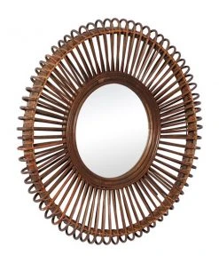 Grayson Lane 30-in x 30-in Round Brown Boho Framed Wall Mirror -GRAYSON LANE shop 330940912 AlternateImage5 l