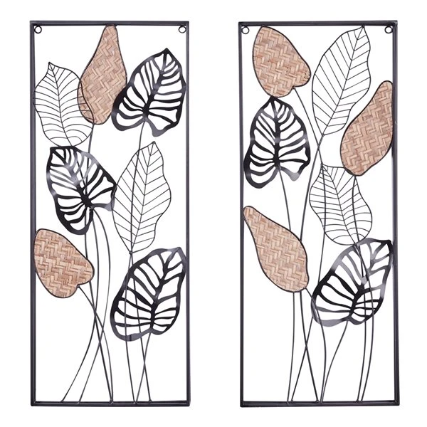 Grayson Lane 12-in x 29.5-in Black Metal Contemporary Floral Wall Decor - Set of 2 1 Grayson Lane 12-in x 29.5-in Black Metal Contemporary Floral Wall Decor - Set of 2