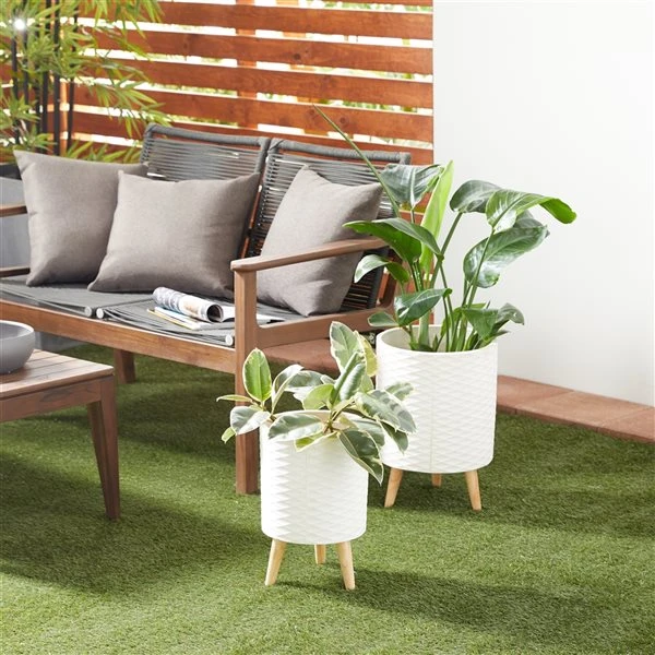 Grayson Lane 12.30-in x 17.50-in White Ceramic Planters - Set of 2 2 Grayson Lane 12.30-in x 17.50-in White Ceramic Planters - Set of 2 - Image 2