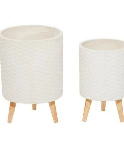 Grayson Lane 12.30-in x 17.50-in White Ceramic Planters - Set of 2 7 Grayson Lane 12.30-in x 17.50-in White Ceramic Planters - Set of 2 -GRAYSON LANE shop 330940921 AlternateImage5 l