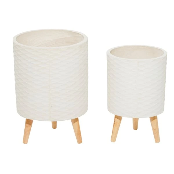 Grayson Lane 12.30-in x 17.50-in White Ceramic Planters - Set of 2 4 Grayson Lane 12.30-in x 17.50-in White Ceramic Planters - Set of 2 - Image 4
