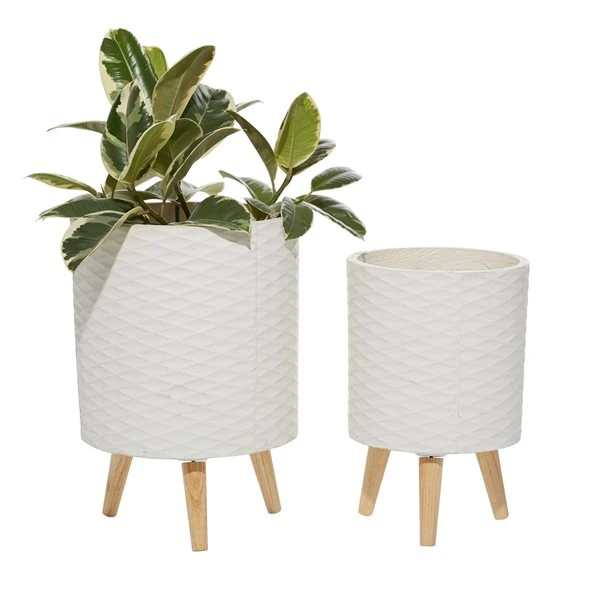 Grayson Lane 12.30-in x 17.50-in White Ceramic Planters - Set of 2 1 Grayson Lane 12.30-in x 17.50-in White Ceramic Planters - Set of 2