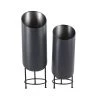 Grayson Lane 11-in x 33-in Black Metal Planters - Set of 2