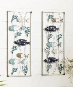Grayson Lane 11-in x 29-in Blue Metal Coastal Fish Wall Decor - Set of 2 -GRAYSON LANE shop 330940947 AlternateImage3 l