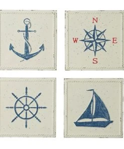 Grayson Lane 12-in x 12-in White Metal Coastal Wall Decor - Set of 2