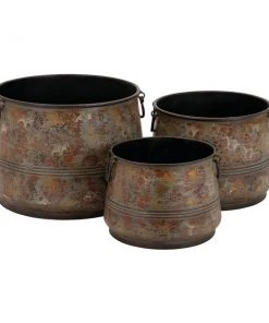 Grayson Lane 16-in x 11-in Brass Metal Planters - Set of 3