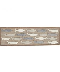 Grayson Lane 13-in x 42-in Grey Wooden Coastal Fish Wall Decor
