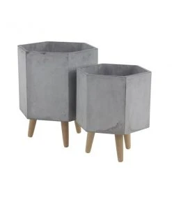 Grayson Lane 16-in x 17-in Contemporary Grey Ceramic Planters - Set of 2 -GRAYSON LANE shop 330940984 AlternateImage5 l