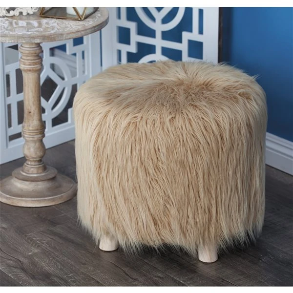 Grayson Lane Modern Brown Fabric Round Ottoman 2 Grayson Lane Modern Brown Fabric Round Ottoman - Image 2