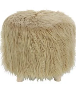 Grayson Lane Modern Brown Fabric Round Ottoman