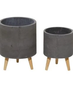 Grayson Lane 9.90-in x 13.05-in Grey Ceramic Planters - Set of 2 -GRAYSON LANE shop 330940995 AlternateImage5 l