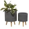 Grayson Lane 9.90-in x 13.05-in Grey Ceramic Planters - Set of 2