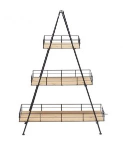 Grayson Lane 40-in x 28-in Black Outdoor Rectangular Wood Plant Stand