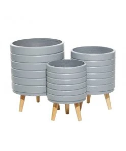 Grayson Lane 9.90-in x 14.45-in Grey Ceramic Planters - Set of 3 -GRAYSON LANE shop 330941008 AlternateImage5 l