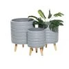 Grayson Lane 9.90-in x 14.45-in Grey Ceramic Planters - Set of 3