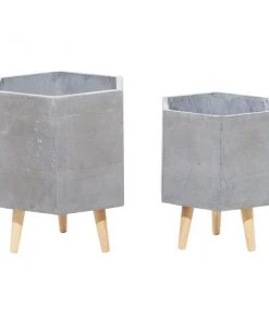 Grayson Lane 15.35-in x 17-in Grey Ceramic Planters - Set of 2 -GRAYSON LANE shop 330941018 AlternateImage5 l