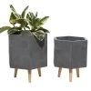 Grayson Lane 15.35-in x 17-in Grey Ceramic Planters - Set of 2