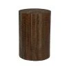 Grayson Lane Modern Brown Teak Wood Round Ottoman