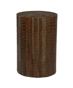 Grayson Lane Modern Brown Teak Wood Round Ottoman