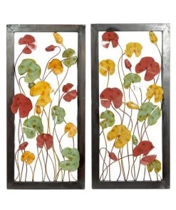 Grayson Lane 30-in x 14-in Multicoloured Metal Traditional Floral Wall Decor - Set of 2