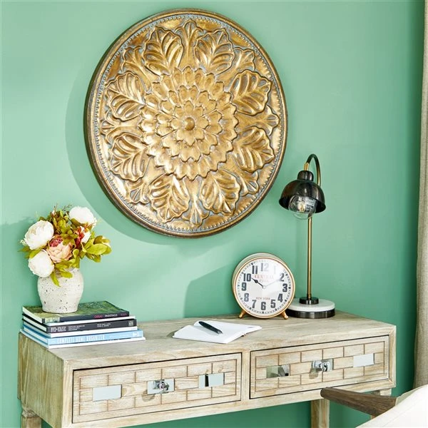 Grayson Lane 30-in x 30-in Gold Metal Eclectic Ornamental Wall Decor 2 Grayson Lane 30-in x 30-in Gold Metal Eclectic Ornamental Wall Decor - Image 2