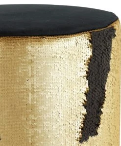 Grayson Lane Modern Gold Fabric and Wood Round Ottoman -GRAYSON LANE shop 330941056 AlternateImage3 l