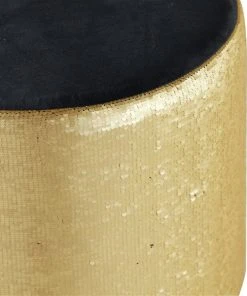 Grayson Lane Modern Gold Fabric and Wood Round Ottoman -GRAYSON LANE shop 330941056 AlternateImage4 l