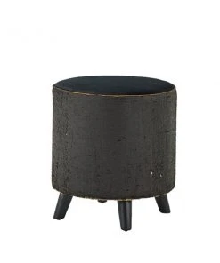 Grayson Lane Modern Gold Fabric and Wood Round Ottoman -GRAYSON LANE shop 330941056 AlternateImage5 l