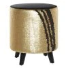 Grayson Lane Modern Gold Fabric and Wood Round Ottoman
