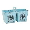 Grayson Lane 23-in x 11-in Light Blue Metal Planter