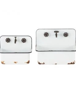 Grayson Lane 16.5-in x 13.05-in White Metal Hanging Planters - Set of 2