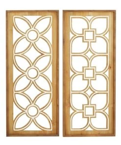 Grayson Lane 16-in x 18-in Brown Wooden Farmhouse Wall Decor - Set of 2