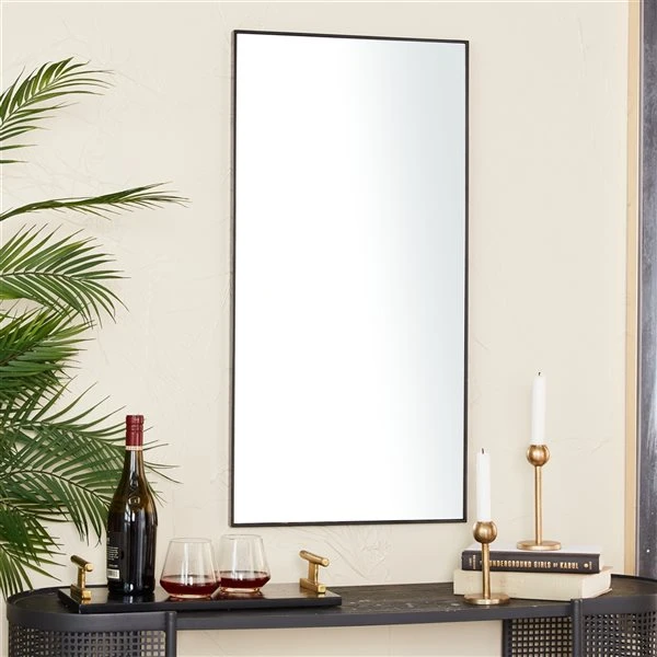 Grayson Lane 36-in x 18-in Rectangle Black Contemporary Framed Wall Mirror 2 Grayson Lane 36-in x 18-in Rectangle Black Contemporary Framed Wall Mirror - Image 2