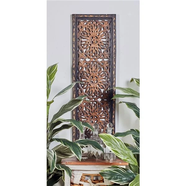 Grayson Lane 36-in x 12-in Brown Wooden Traditional Wall Decor - Set of 2 2 Grayson Lane 36-in x 12-in Brown Wooden Traditional Wall Decor - Set of 2 - Image 2